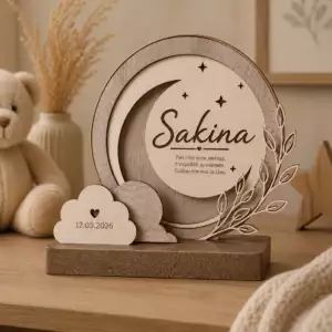Veilleuse b&eacute;b&eacute; personnalis&eacute;e et grav&eacute;e par Trevia Lab